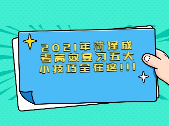 2021年菏澤成考高效復習五大小技巧全在這!!!